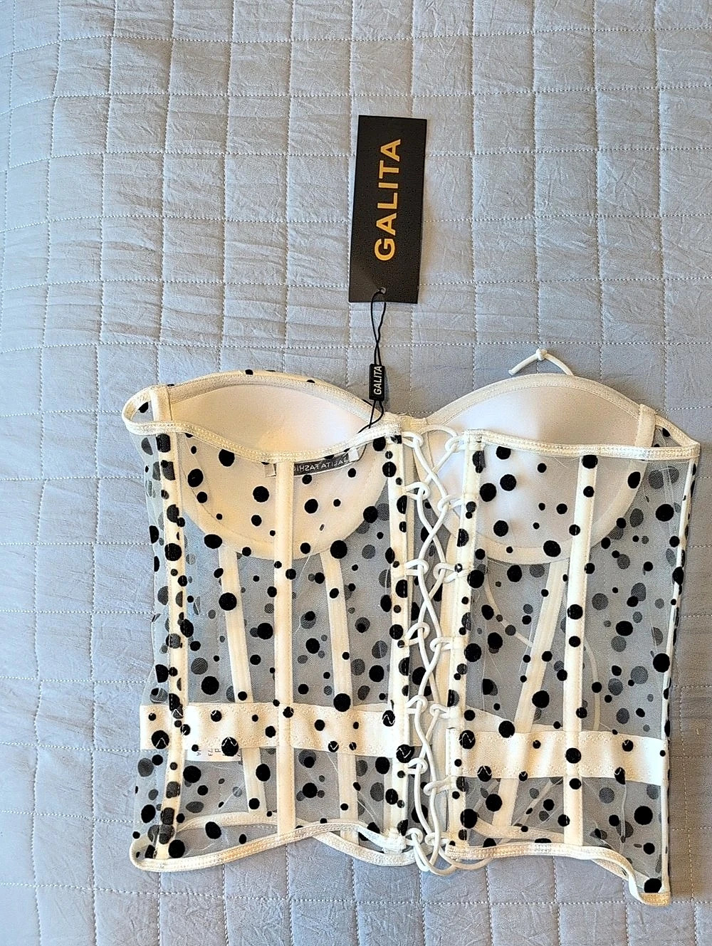 Galita Polka Dot Corset in White & Black NWT